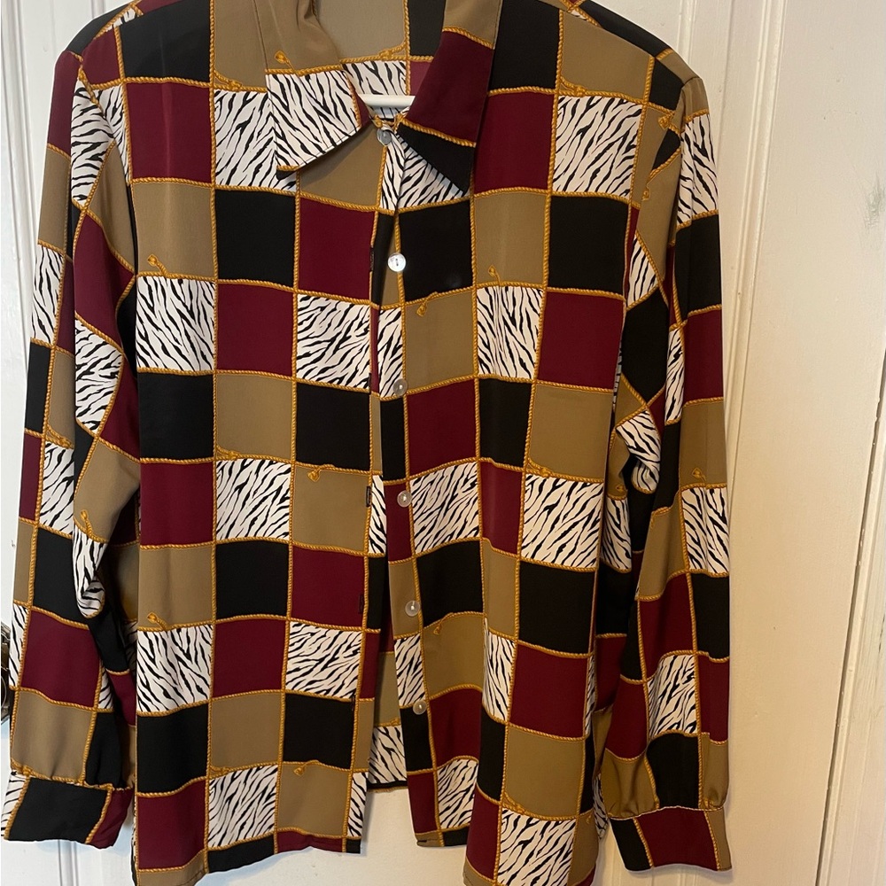 Notations Multicolor Checkered Blouse - image 1